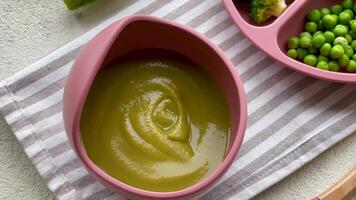 Healthy baby food in bowl video