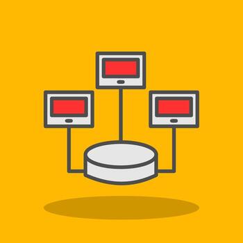 repartido base de datos lleno sombra icono vector