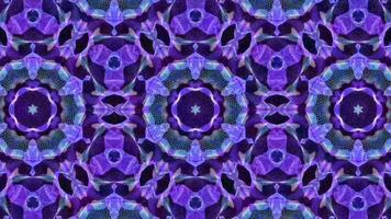 frattale astratto blu e viola composizione con caleidoscopio effetto luminosa colorato fantasia mandala. video