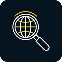 Global Search Line Red Circle Icon vector