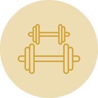 Dumbbell Line Yellow Circle Icon vector
