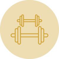 Dumbbell Line Yellow Circle Icon vector