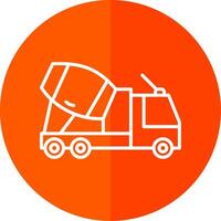 Concrete Truck Line Red Circle Icon vector