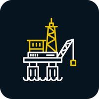 Offshore Platform Line Red Circle Icon vector