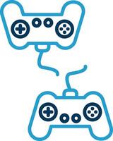 Player Versus Player Line Blue Two Color Icon vector