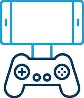 Mobile Game Line Blue Two Color Icon vector