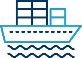 Container Ship Line Blue Two Color Icon vector