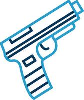 pistola línea azul dos color icono vector