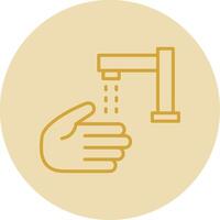 Hand Wash Line Yellow Circle Icon vector