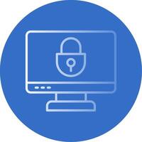 Locked Computer Flat Bubble Icon vector