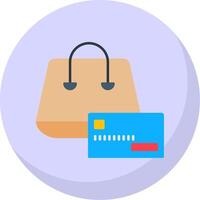 comprando en crédito plano burbuja icono vector