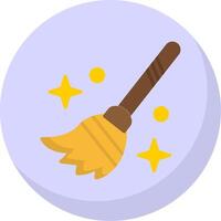 Flying Broom Flat Bubble Icon vector