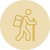 Hiking Line Yellow Circle Icon vector