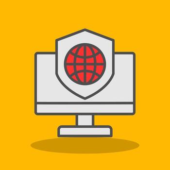 Security Computer Connect Filled Shadow Icon vector