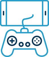 Mobile Game Line Blue Two Color Icon vector