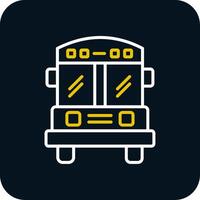 School Bus Line Yellow White Icon vector