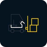 Lift Truck Line Red Circle Icon vector