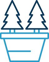 Christmas Trees Line Blue Two Color Icon vector