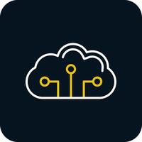 Cloud Circuit Line Red Circle Icon vector
