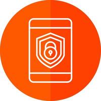 Security mobile Lock Line Red Circle Icon vector