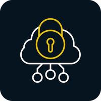 Security Cloud Line Red Circle Icon vector