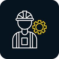 Consrtruction Worker Line Red Circle Icon vector