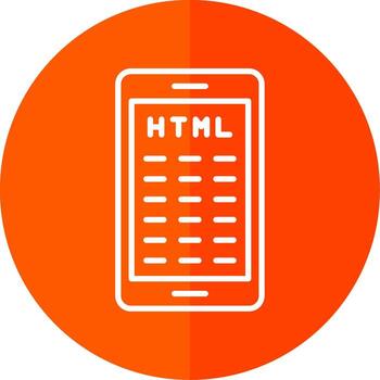 Mobile Coding Line Red Circle Icon vector