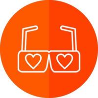 Heart Glasses Line Red Circle Icon vector