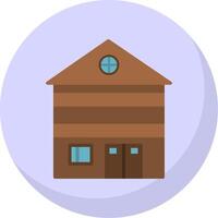 Wooden House Flat Bubble Icon vector