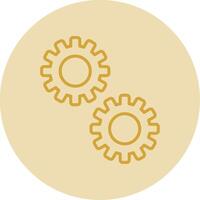 Cogwheel Line Yellow Circle Icon vector