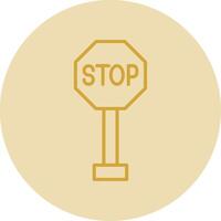 Stop Sign Line Yellow Circle Icon vector