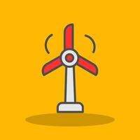 Wind Turbine Filled Shadow Icon vector