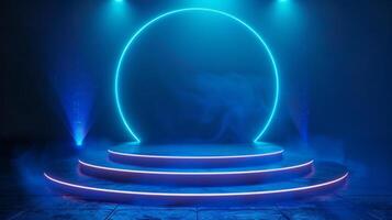 Abstract circle neon background. HUD futuristic technology photo