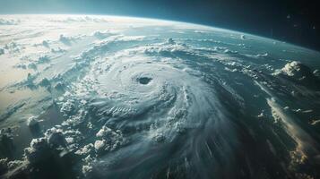 huracán desde espacio. súper tifón terminado el cielo foto