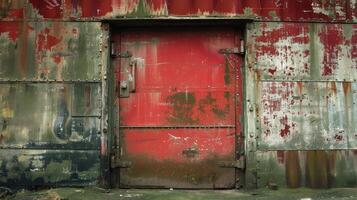 Steel armored hermetic door in the Soviet bomb shelter photo