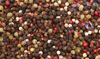 Peppercorn. Food Spices Mix Colorful Peppercorns.Close Up, Macro. Pepper wallpaper backdrop photo