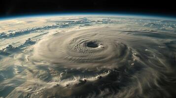 huracán desde espacio. súper tifón terminado el cielo foto