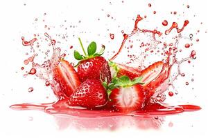 Red strawberry berry fruit juice splash. photo