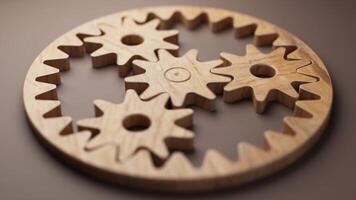 Looping animation of a wooden mechanism consisting of gears video