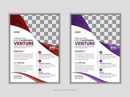 Minimalistic business flyer design in two color variant vector