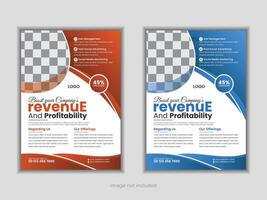 Modern business flyer design in orange and blue color variant design vector