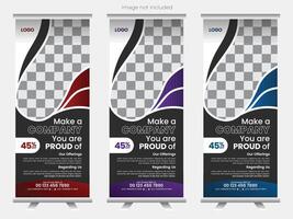 Business rollup banner design with multiple color variation. vector