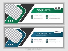 Email signature design in green and blue color vector