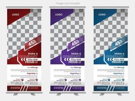 Business rollup banner design with multiple color variation. vector