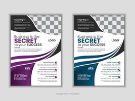 Luxury business flyer design in blue and purple color variant vector