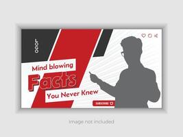 Mind blowing facts social media thumbnail in red and white design vector