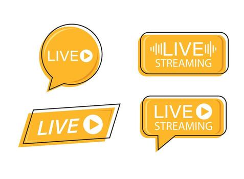 En Vivo corriente botón icono en plano estilo. seminario web ilustración en aislado antecedentes. transmisión firmar negocio concepto. vector