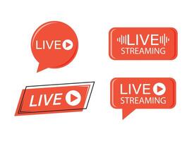 Live stream button icon in flat style. Webinar illustration on isolated background. Streaming sign business concept. vector