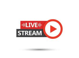 Live stream button icon in flat style. Webinar illustration on isolated background. Streaming sign business concept. vector