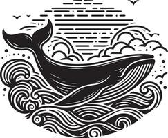 Whale silhouette isolated on white background vector